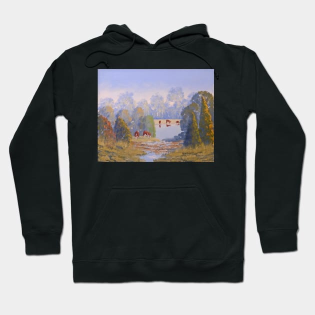 NSW River Crossing - Oil on Board Hoodie by pops